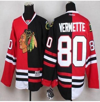 Chicago Blackhawks #80 Antoine Vermette Red Black Split Stitched NHL Jersey Chicago Blackhawks #80 Antoine Vermette Red Black Split Stitched NHL Jersey