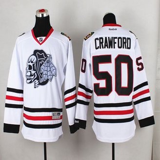 Chicago Blackhawks #50 Corey Crawford White(White Skull) Stitched NHL Jersey Chicago Blackhawks #50 Corey Crawford White(White Skull) Stitched NHL Jersey