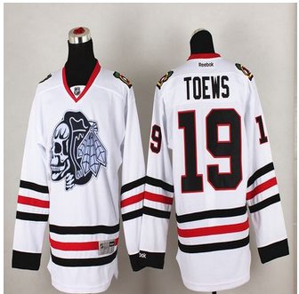 Chicago Blackhawks #19 Jonathan Toews White(White Skull) Stitched NHL Jersey
