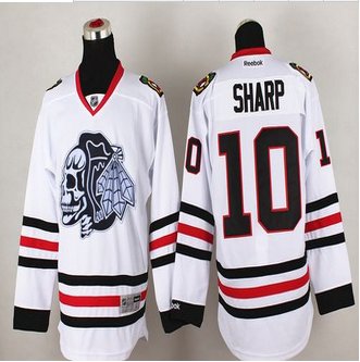 Chicago Blackhawks #10 Patrick Sharp White(White Skull) Stitched NHL Jersey Chicago Blackhawks #10 Patrick Sharp White(White Skull) Stitched NHL Jersey