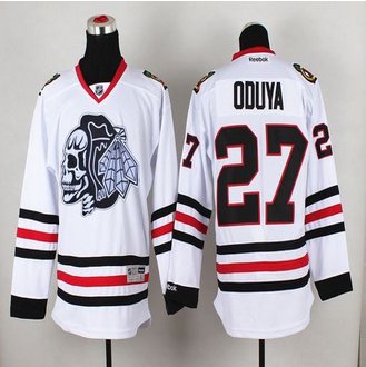 Chicago Blackhawks #27 Johnny Oduya White(White Skull) Stitched NHL Jersey