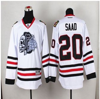 Chicago Blackhawks #20 Brandon Saad White(White Skull) Stitched NHL Jersey Chicago Blackhawks #20 Brandon Saad White(White Skull) Stitched NHL Jersey