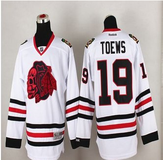 Chicago Blackhawks #19 Jonathan Toews White(Red Skull) Stitched NHL Jersey Chicago Blackhawks #19 Jonathan Toews White(Red Skull) Stitched NHL Jersey