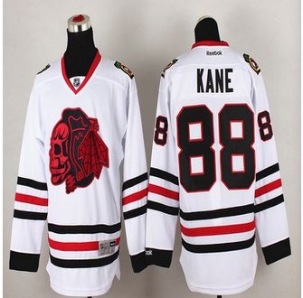 Chicago Blackhawks #88 Patrick Kane White(Red Skull) Stitched NHL Jersey