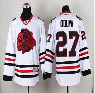 Chicago Blackhawks #27 Johnny Oduya White(Red Skull) Stitched NHL Jersey Chicago Blackhawks #27 Johnny Oduya White(Red Skull) Stitched NHL Jersey
