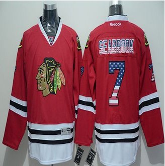 Chicago Blackhawks #7 Brent Seabrook Red USA Flag Fashion Stitched NHL Jersey Chicago Blackhawks #7 Brent Seabrook Red USA Flag Fashion Stitched NHL Jersey