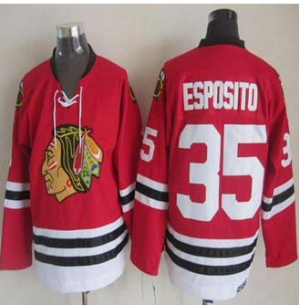 Chicago Blackhawks #35 Tony Esposito Red CCM Throwback Stitched NHL jersey