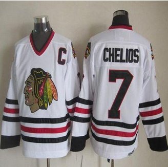Chicago Blackhawks #7 Chris Chelios White CCM Throwback Stitched NHL Jersey Chicago Blackhawks #7 Chris Chelios White CCM Throwback Stitched NHL Jersey