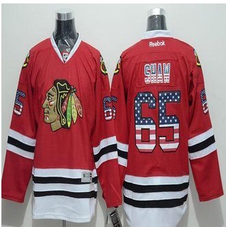 Chicago Blackhawks #65 Andrew Shaw Red USA Flag Fashion Stitched NHL Jersey