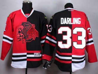 Chicago Blackhawks #33 Scott Darling Red&Black Split Red Skull Stitched NHL Jersey Chicago Blackhawks #33 Scott Darling Red&Black Split Red Skull Stitched NHL Jersey