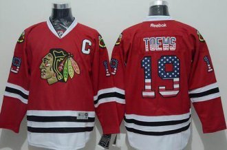Chicago Blackhawks #19 Jonathan Toews Red USA Flag Fashion Stitched NHL Jersey Chicago Blackhawks #19 Jonathan Toews Red USA Flag Fashion Stitched NHL Jersey