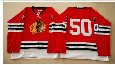 Mitchell And Ness 1960-61 Chicago Blackhawks #50 Corey Crawford Red Stitched NHL Jersey