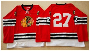 Mitchell And Ness 1960-61 Chicago Blackhawks #27 Johnny Oduya Red Stitched NHL Jersey