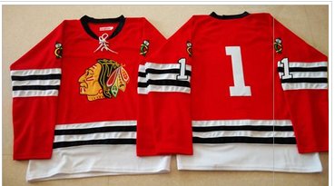Mitchell And Ness 1960-61 Chicago Blackhawks #1 Glenn Hall Red Stitched NHL Jersey