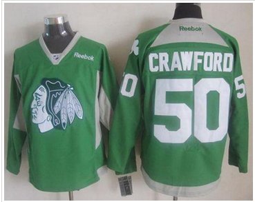 Chicago Blackhawks #50 Corey Crawford Green Practice Stitched NHL Jersey