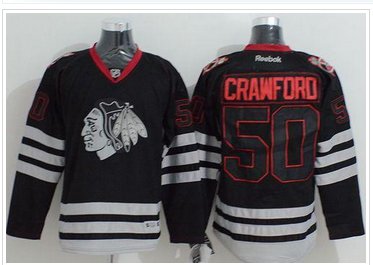 Chicago Blackhawks #50 Corey Crawford Black Ice Stitched NHL Jersey