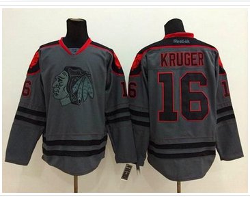 Chicago Blackhawks #16 Marcus Kruger Charcoal Cross Check Fashion Stitched NHL Jersey Chicago Blackhawks #16 Marcus Kruger Charcoal Cross Check Fashion Stitched NHL Jersey