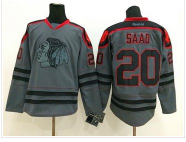 Chicago Blackhawks #20 Brandon Saad Charcoal Cross Check Fashion Stitched NHL Jersey