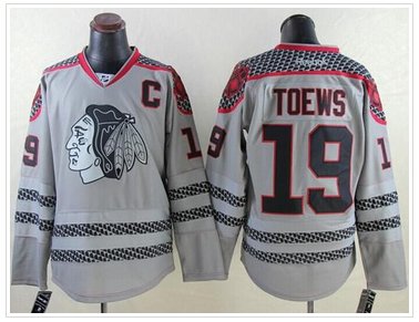 Chicago Blackhawks #19 Jonathan Toews Charcoal Cross Check Fashion Stitched NHL Jersey