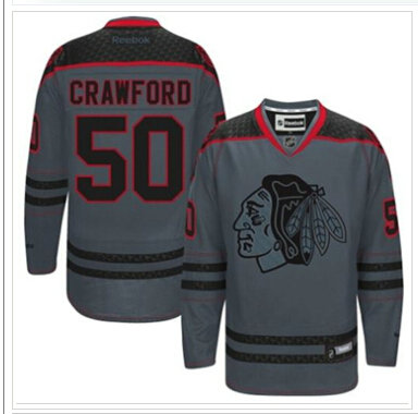 Chicago Blackhawks #50 Corey Crawford Charcoal Cross Check Fashion Stitched NHL Jersey Chicago Blackhawks #50 Corey Crawford Charcoal Cross Check Fashion Stitched NHL Jersey