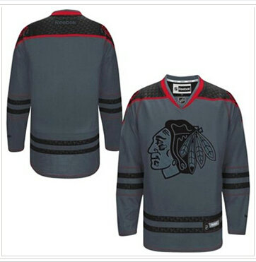 Chicago Blackhawks Blank Charcoal Cross Check Fashion Stitched NHL Jersey