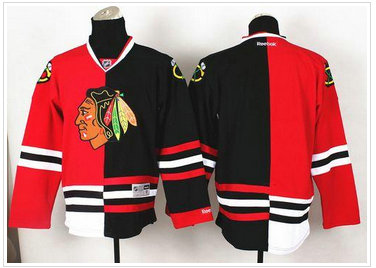 Chicago Blackhawks Blank Red-Black Split Stitched NHL Jersey Chicago Blackhawks Blank Red-Black Split Stitched NHL Jersey