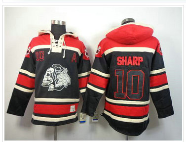 Chicago Blackhawks #10 Patrick Sharp Black Sawyer Hooded Sweatshirt Stitched NHL Jersey