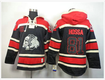 Chicago Blackhawks #81 Marian Hossa Black Sawyer Hooded Sweatshirt Stitched NHL Jersey