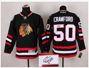 Chicago Blackhawks #50 Corey Crawford Black Autographed Stitched NHL Jersey