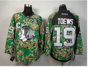 Chicago Blackhawks #19 Jonathan Toews Camo Veterans Day Practice NHL Jersey
