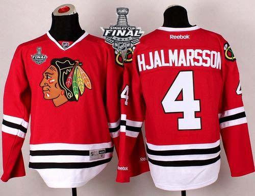 Chicago Blackhawks #4 Nikals Hjalmarsson Red With Stanley Cup Finals NHL Jersey