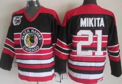 Chicago Blackhawks 21 Stan Mikita Black 75th Throwback CCM NHL Jerseys Chicago Blackhawks 21 Stan Mikita Black 75th Throwback CCM NHL Jerseys
