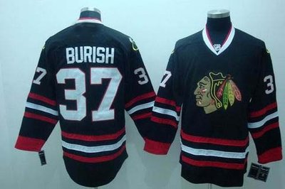 nhl chicago blackhawks #37 burish black(3rd)
