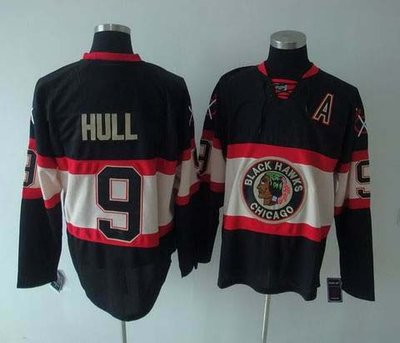 nhl chicago blackhawks #9 hull black(new third jersey)