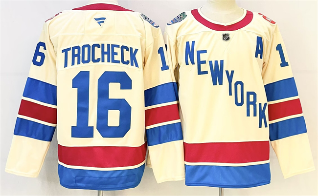 Men's New York Rangers #16 Vincent Trocheck Beige 2025-26 Winter Classic With A Patch Stitched Hockey Men's New York Rangers #16 Vincent Trocheck Beige 2025-26 Winter Classic With A Patch Stitched Hockey