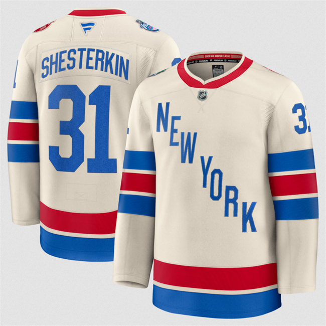 Men's New York Rangers #31 Igor Shesterkin Beige 2026 Winter Classic Stitched Hockey Jersey Men's New York Rangers #31 Igor Shesterkin Beige 2026 Winter Classic Stitched Hockey Jersey