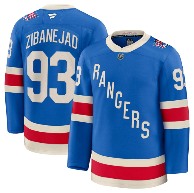 Men's New York Rangers #93 Mika Zibanejad Blue Centennial Stitched Hockey Jersey Men's New York Rangers #93 Mika Zibanejad Blue Centennial Stitched Hockey Jersey