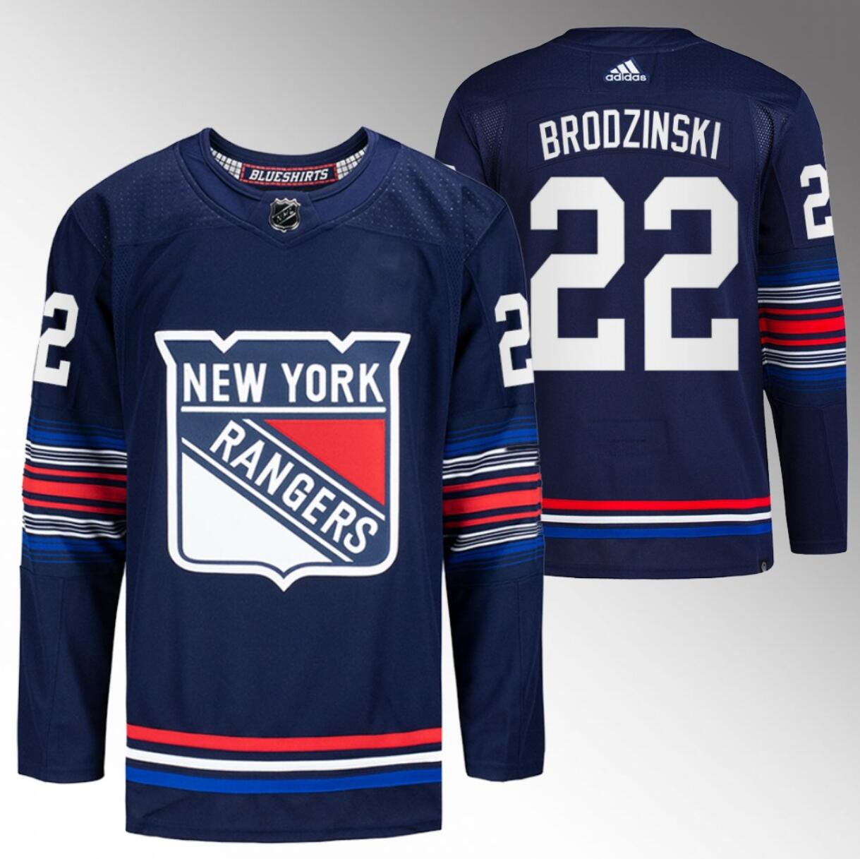Men's New York Rangers #22 Jonny Brodzinski Navy Stitched Jersey Men's New York Rangers #22 Jonny Brodzinski Navy Stitched Jersey