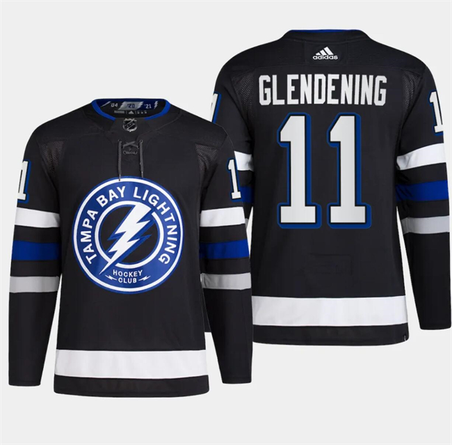 Men's Tampa Bay Lightning #11 Luke Glendening Black Alternate Premier Breakaway Stitched Jersey Men's Tampa Bay Lightning #11 Luke Glendening Black Alternate Premier Breakaway Stitched Jersey