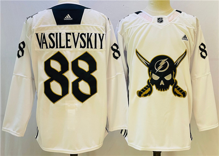 Men's Tampa Bay Lightning #88 Andrei Vasilevskiy White Stitched Jersey Men's Tampa Bay Lightning #88 Andrei Vasilevskiy White Stitched Jersey
