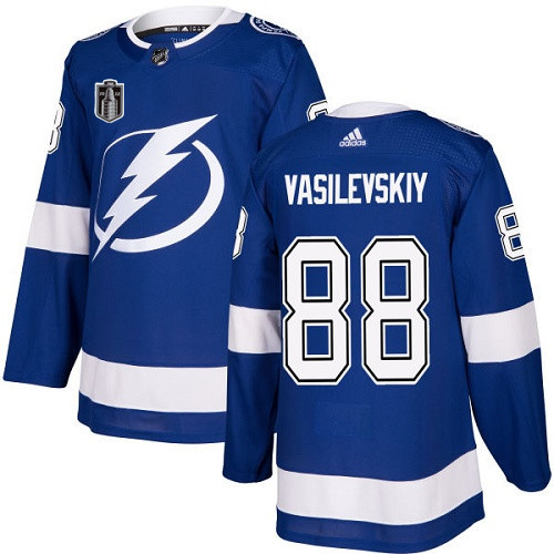 Men's Tampa Bay Lightning #88 Andrei Vasilevskiy 2022 Blue Stanley Cup Final Patch Stitched Jersey Men's Tampa Bay Lightning #88 Andrei Vasilevskiy 2022 Blue Stanley Cup Final Patch Stitched Jersey