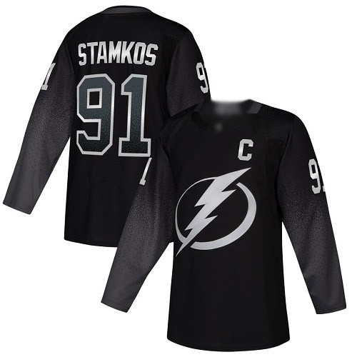 Lightning #91 Steven Stamkos Black Alternate Authentic Stitched Hockey Jersey Lightning #91 Steven Stamkos Black Alternate Authentic Stitched Hockey Jersey