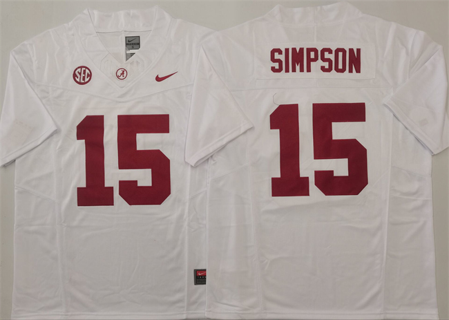 Georgia Bulldogs #15 Ty Simpson White 2025 F.U.S.E. Stitched Jersey Georgia Bulldogs #15 Ty Simpson White 2025 F.U.S.E. Stitched Jersey
