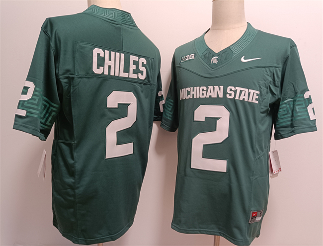 Men's Michigan State Spartans #2 Aidan Chiles Green F.U.S.E. Stitched Football Jersey Men's Michigan State Spartans #2 Aidan Chiles Green F.U.S.E. Stitched Football Jersey