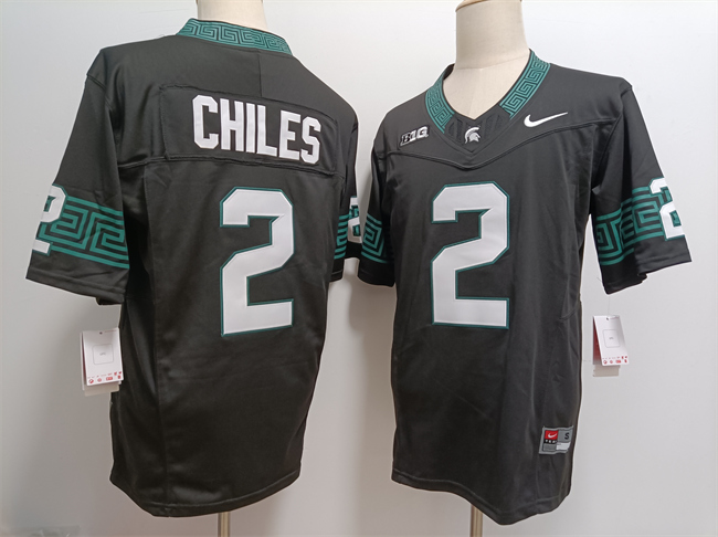 Men's Michigan State Spartans #2 Aidan Chiles Black F.U.S.E. Stitched Football Jersey Men's Michigan State Spartans #2 Aidan Chiles Black F.U.S.E. Stitched Football Jersey