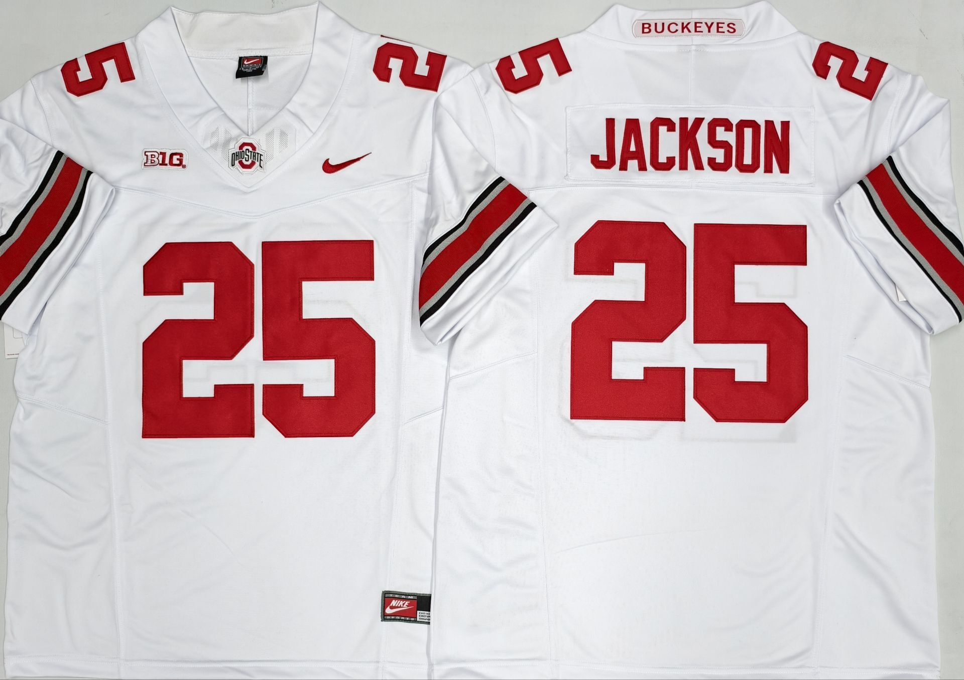 Men's Ohio State Buckeyes #25 Lamar Bo Jackson White 2025 F.U.S.E. Limited Stitched Jersey Men's Ohio State Buckeyes #25 Lamar Bo Jackson White 2025 F.U.S.E. Limited Stitched Jersey