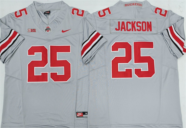 Men's Ohio State Buckeyes #25 Lamar Bo Jackson Grey 2025 F.U.S.E. Limited Stitched Jersey Men's Ohio State Buckeyes #25 Lamar Bo Jackson Grey 2025 F.U.S.E. Limited Stitched Jersey