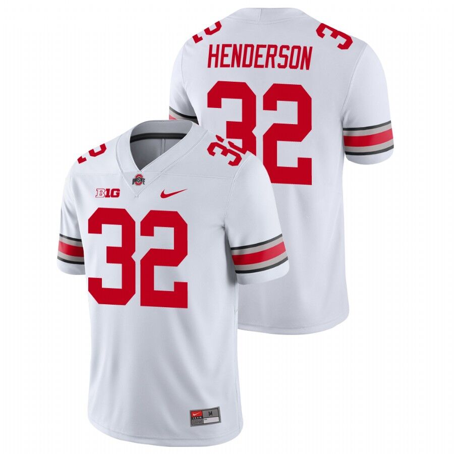 Men's Ohio State Buckeyes #32 TreVeyon Henderson White Football Jersey Men's Ohio State Buckeyes #32 TreVeyon Henderson White Football Jersey