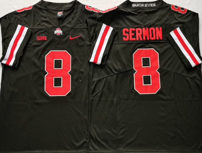 Men's Ohio State Buckeyes #8 Trey Sermon Black Stitched NCAA Jersey Men's Ohio State Buckeyes #8 Trey Sermon Black Stitched NCAA Jersey