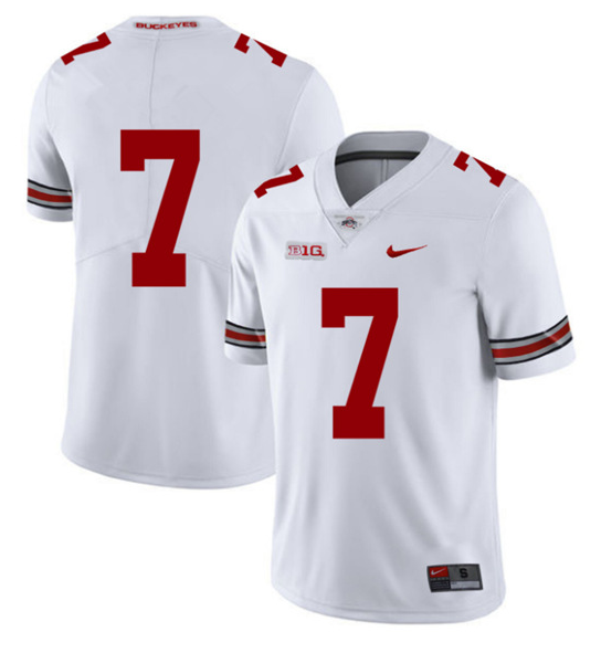 Men's Ohio State Buckeyes #7 White Stitched Jersey Men's Ohio State Buckeyes #7 White Stitched Jersey